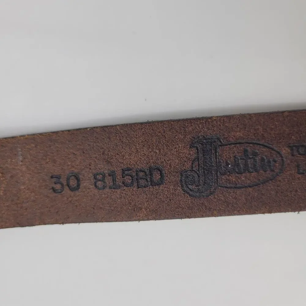 Justin Belt Girl 30 Brown Leather Aged Bark Western Scroll Trophy‎ 815BD Cowgirl